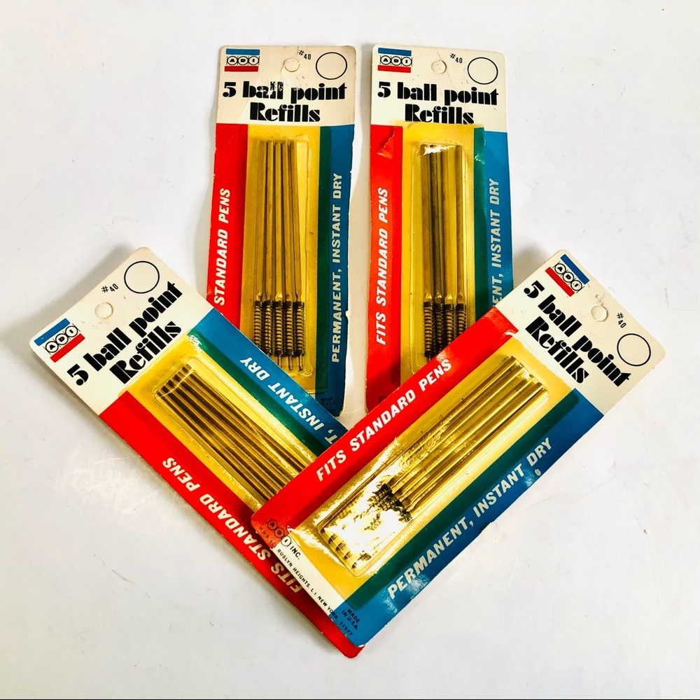 4 Unopened Packs of 5 Ball Point Pen Refills (20), New Old Stock